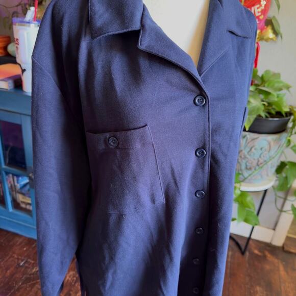 Villager Signature Dark Blue Button Down Shirt - Size 1X - Picture 2 of 6